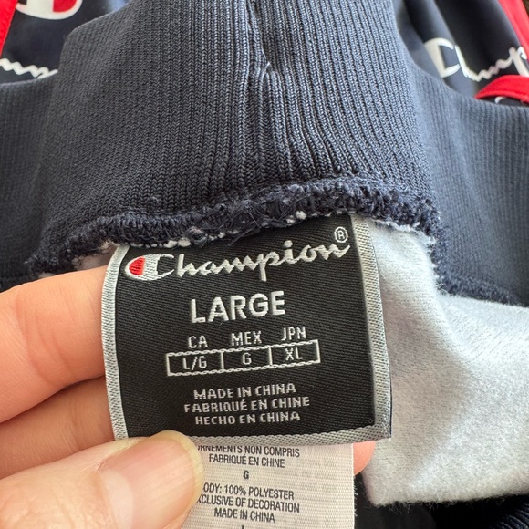Champion Navy Joggers with Red Accents, Use good condition. No stretchy fabric - Picture 9 of 9